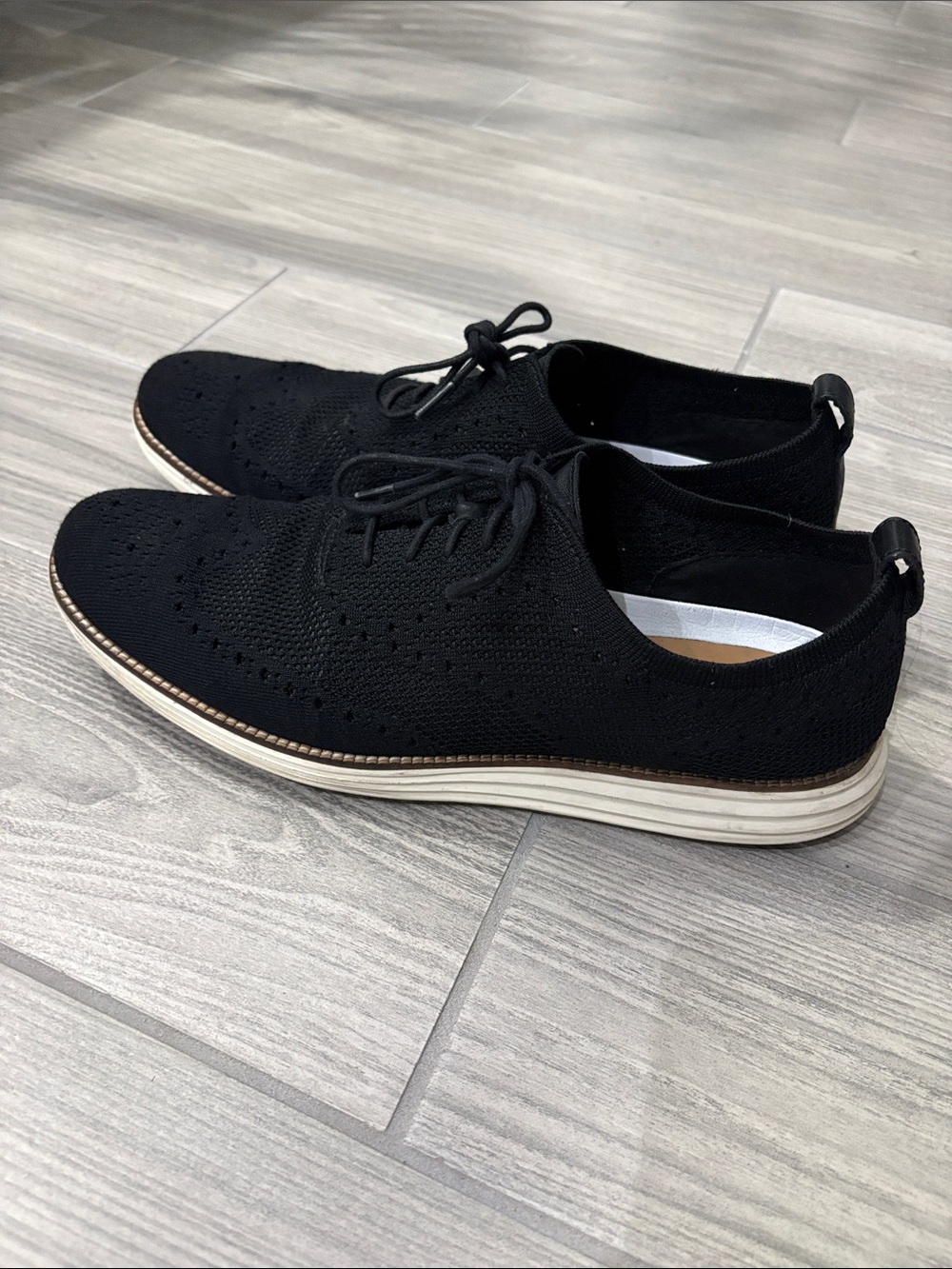 Cole Haan Men's Black Knit Lace-Up Casual Shoes
